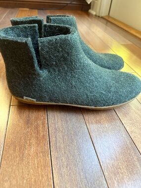 Glerups mens slipper w/ natural rubber sole, Dark Forest - Size 45 EU/ 11.5 US